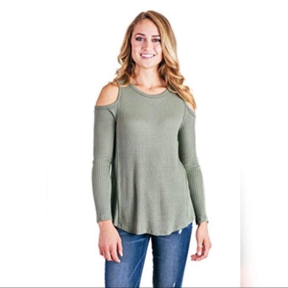 Lazy Sundays knit Cold shoulder top